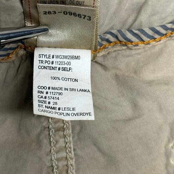 True Religion Leslie Cargo Surf Shorts Surf Champions 69 Patch Khaki Sz 28 NWT - Picture 10 of 12